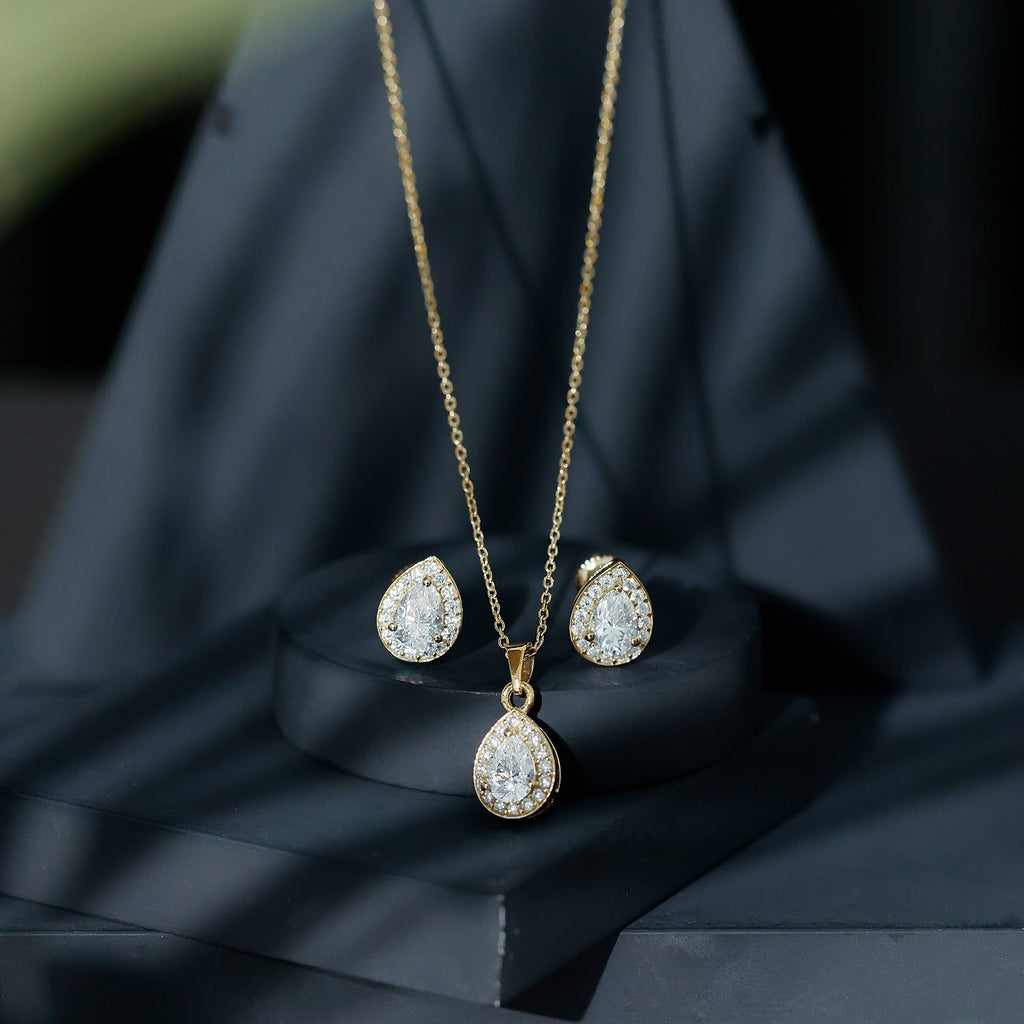 Certified Moissanite Teardrop Jewelry Set