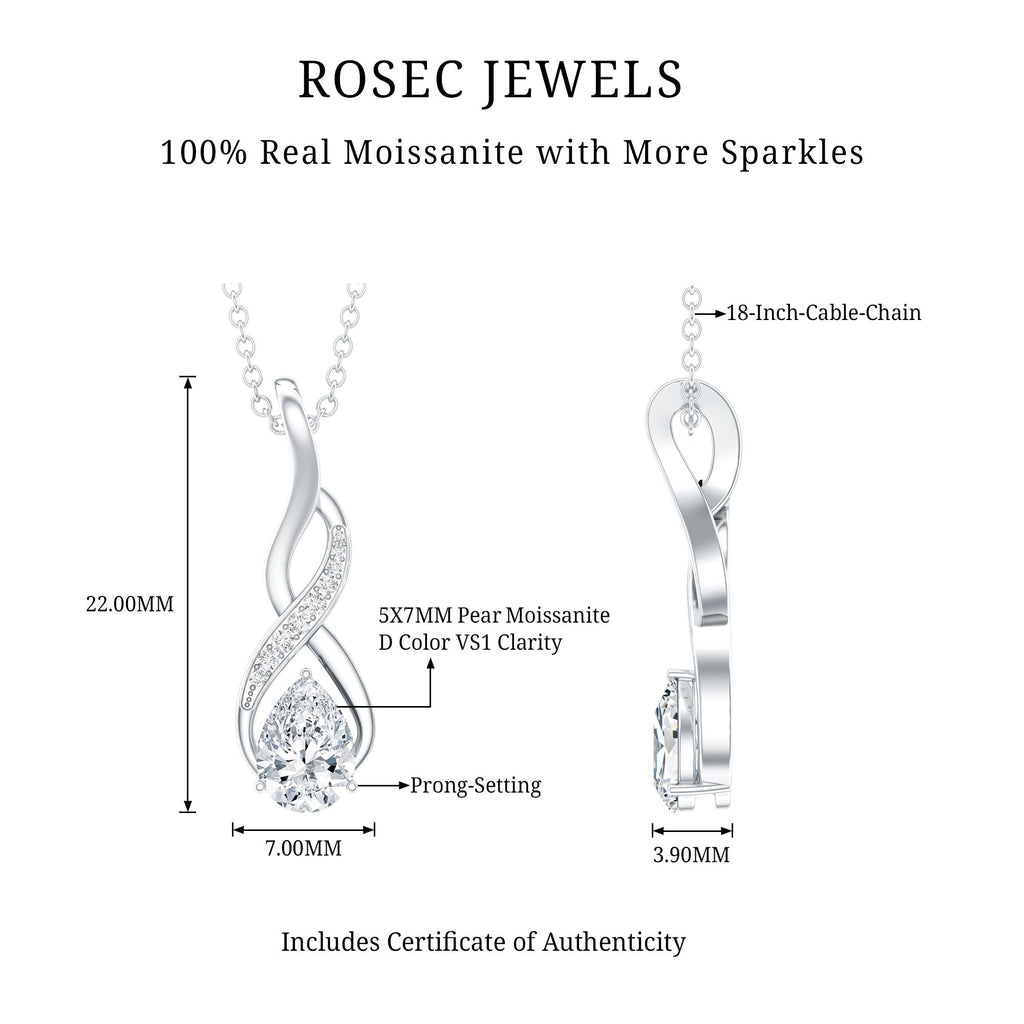 Certified Pear Shape Moissanite Infinity Pendant for Women