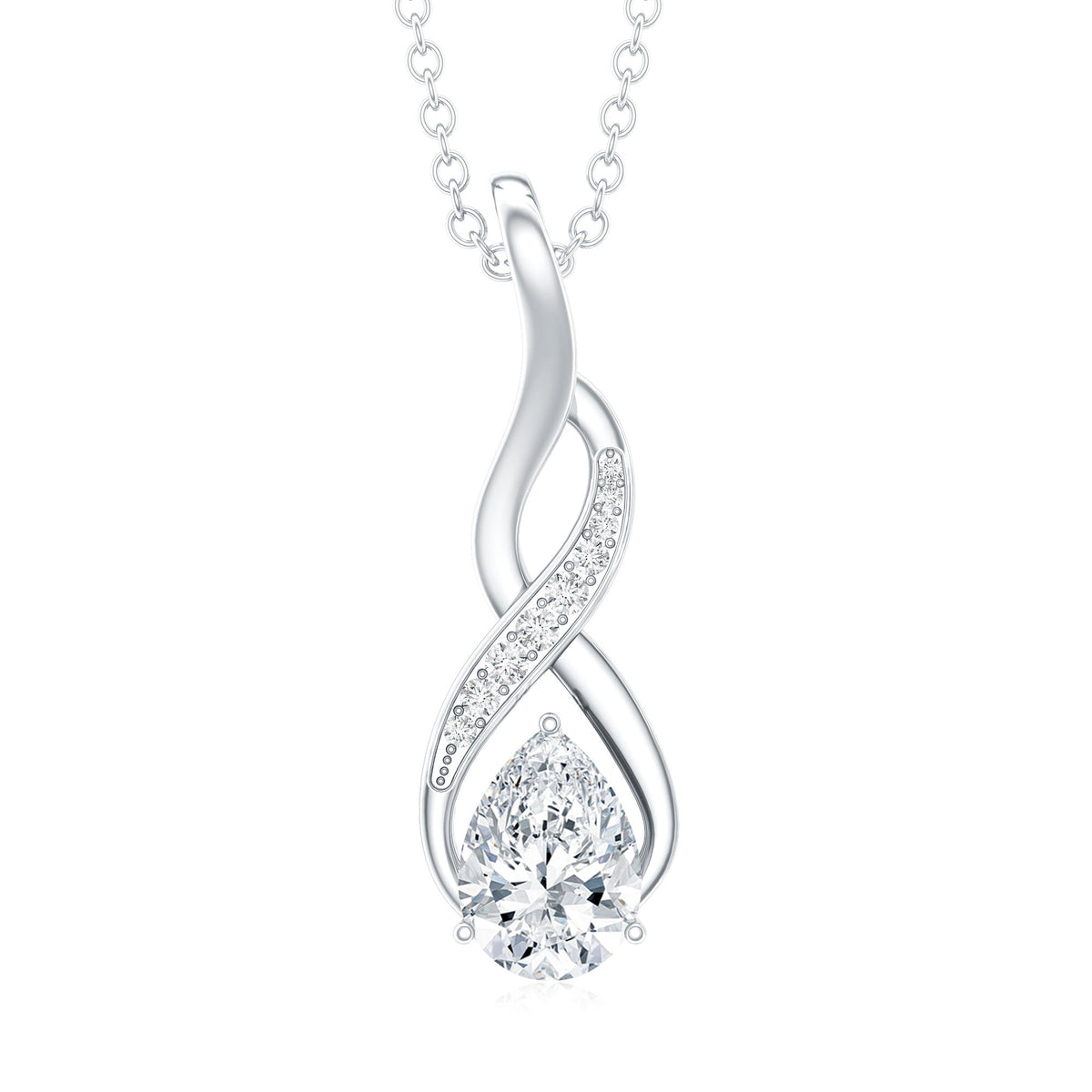 Certified Pear Shape Moissanite Infinity Pendant for Women