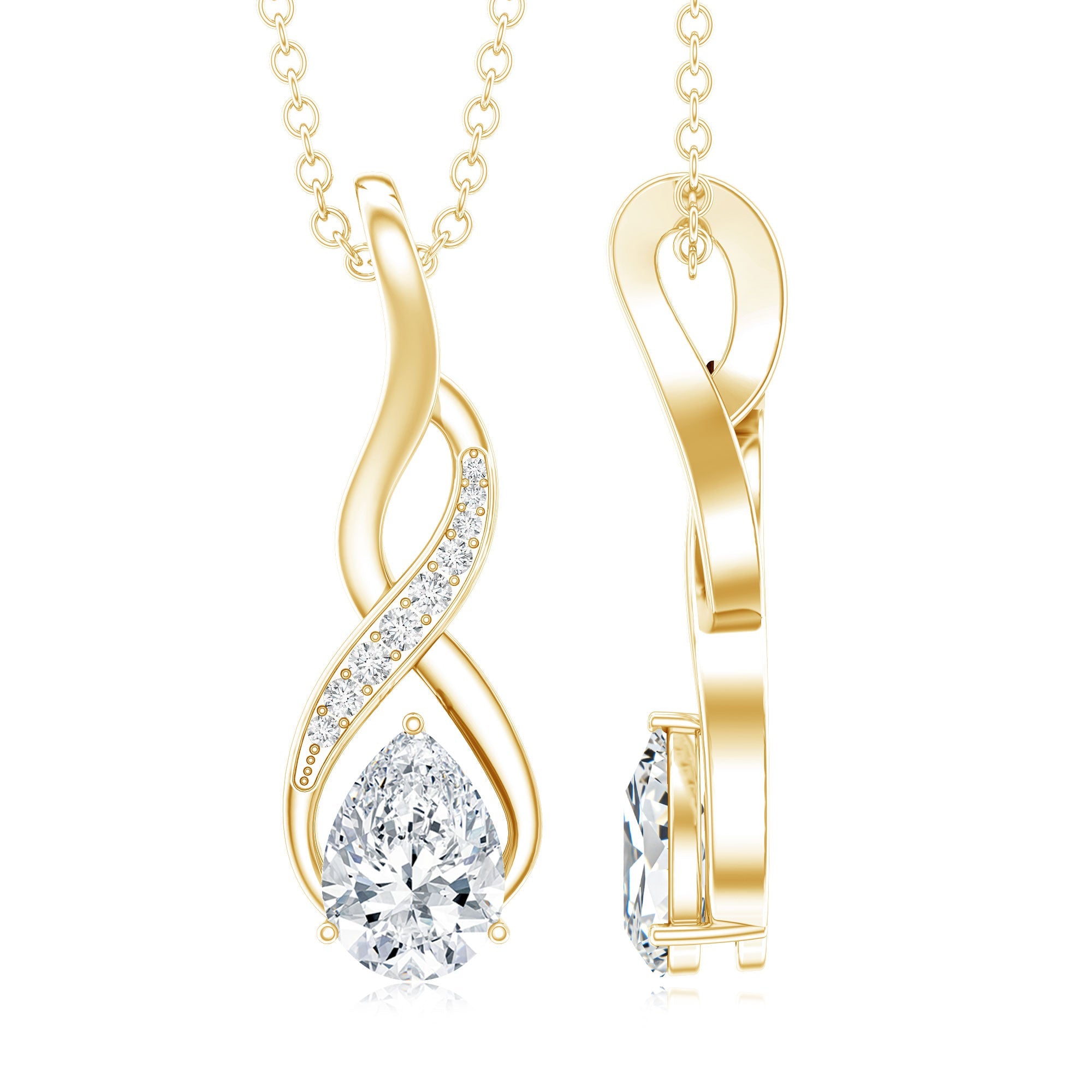 Certified Pear Shape Moissanite Infinity Pendant for Women