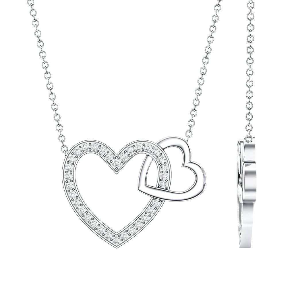 Certified Moissanite Double Heart Necklace for Women