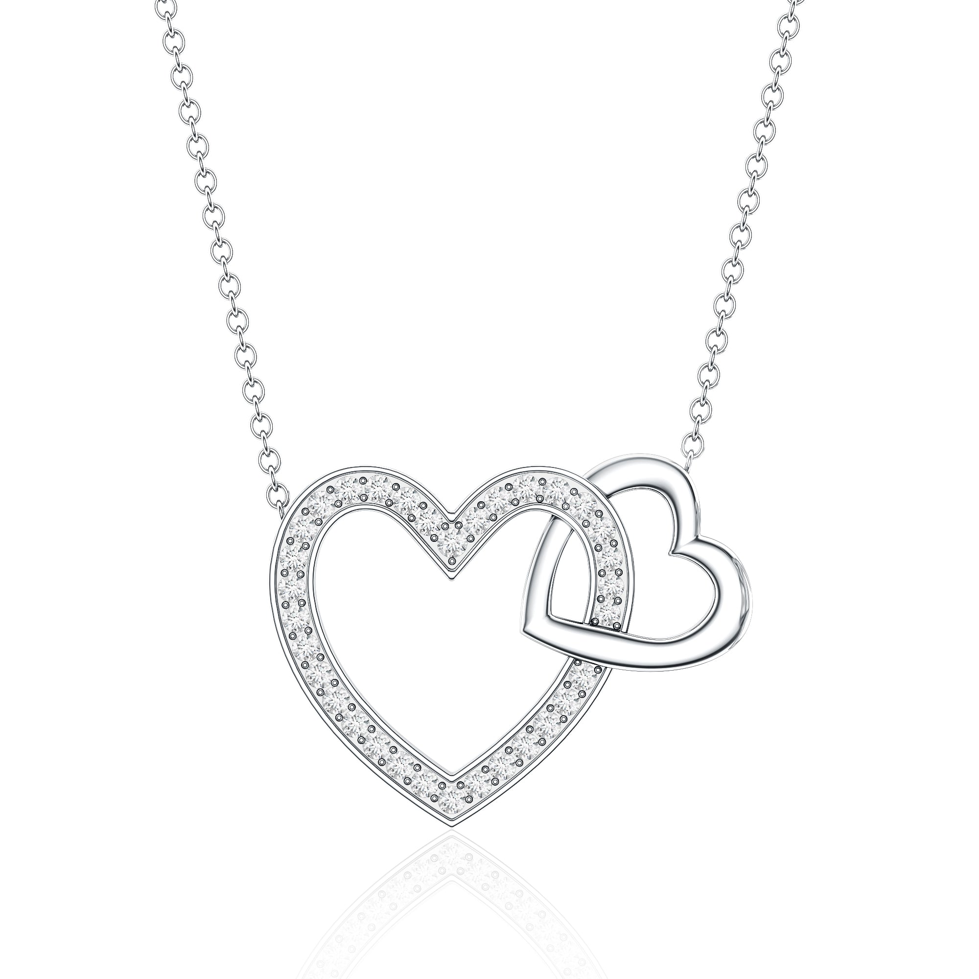 Certified Moissanite Double Heart Necklace for Women