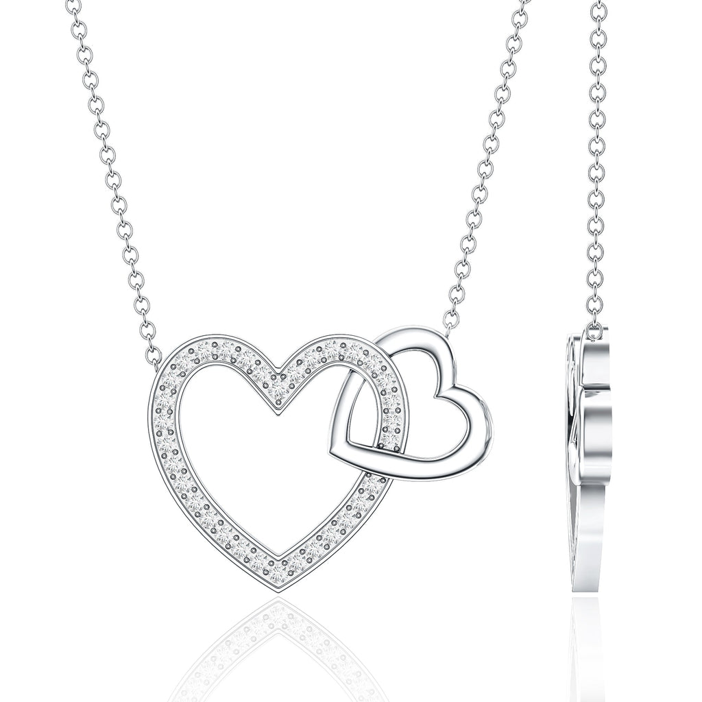 Certified Moissanite Double Heart Necklace for Women