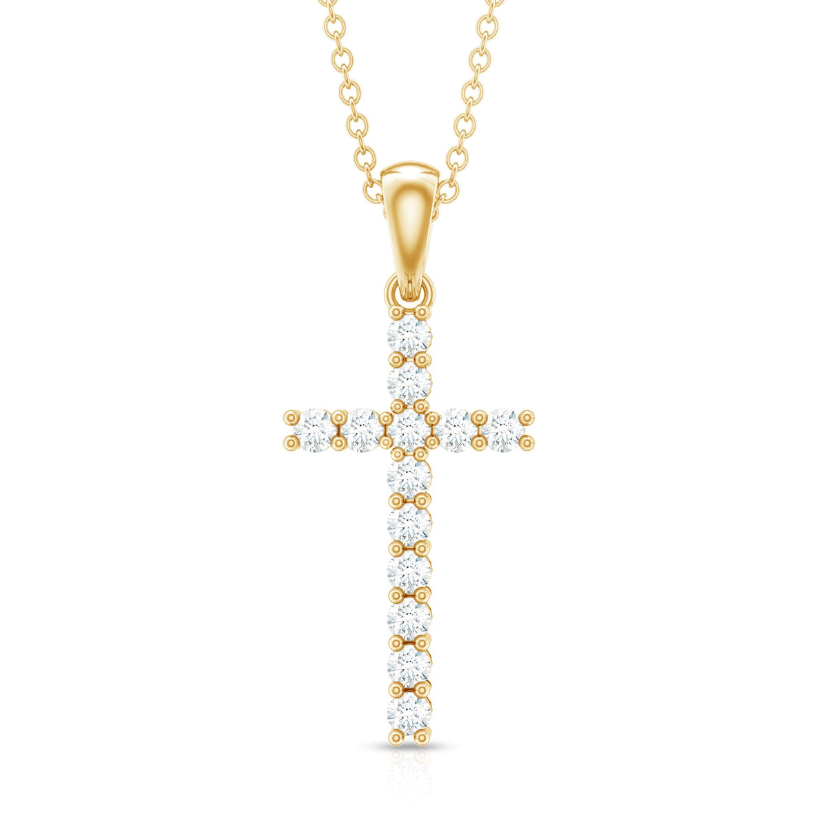 Certified Moissanite Cross Pendant Necklace for Women
