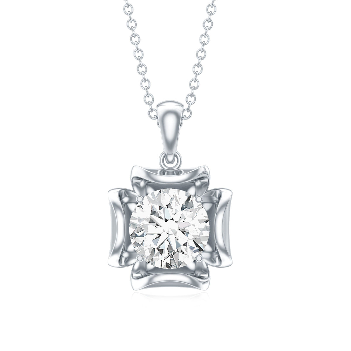 Certified Moissanite Solitaire Pendant in Prong Setting