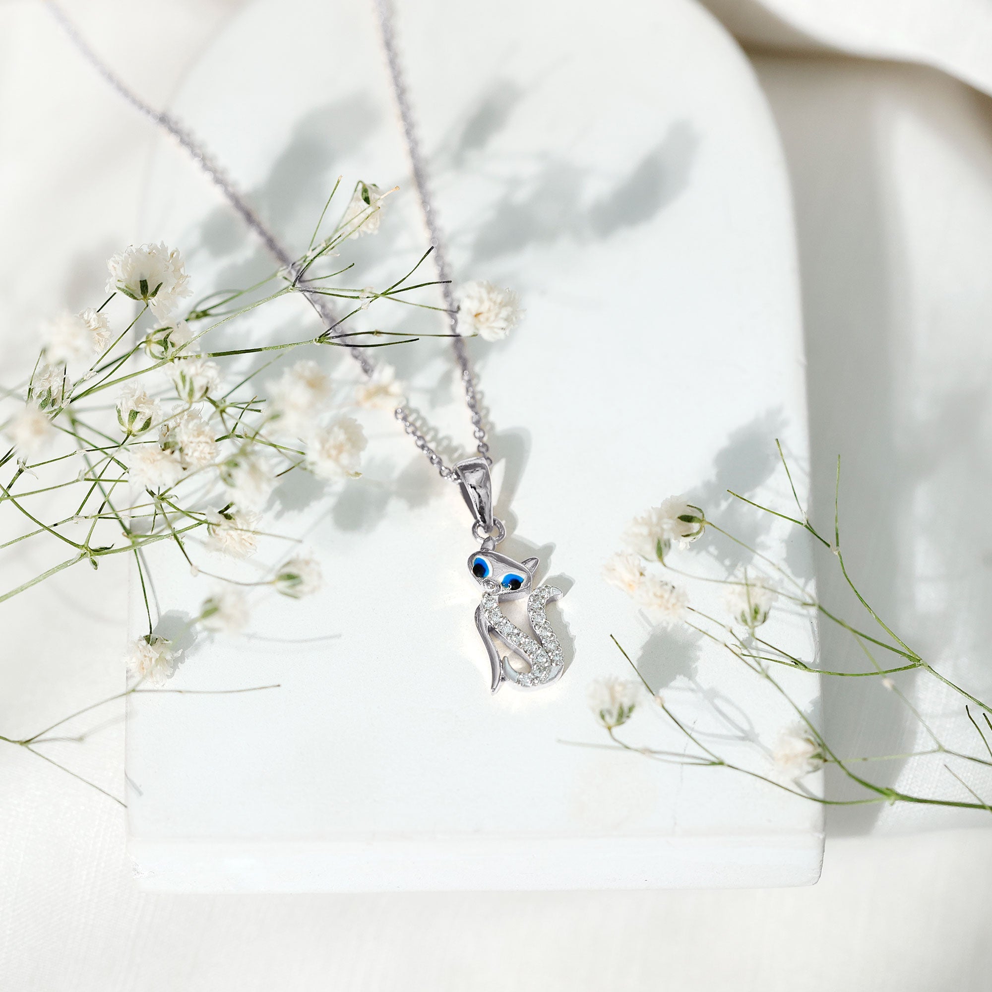 Certified Moissanite Cat Pendant Necklace