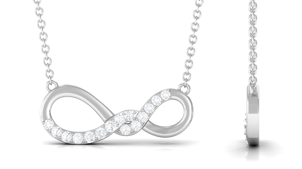 Pave Set Moissanite Twisted Infinity Necklace for Women