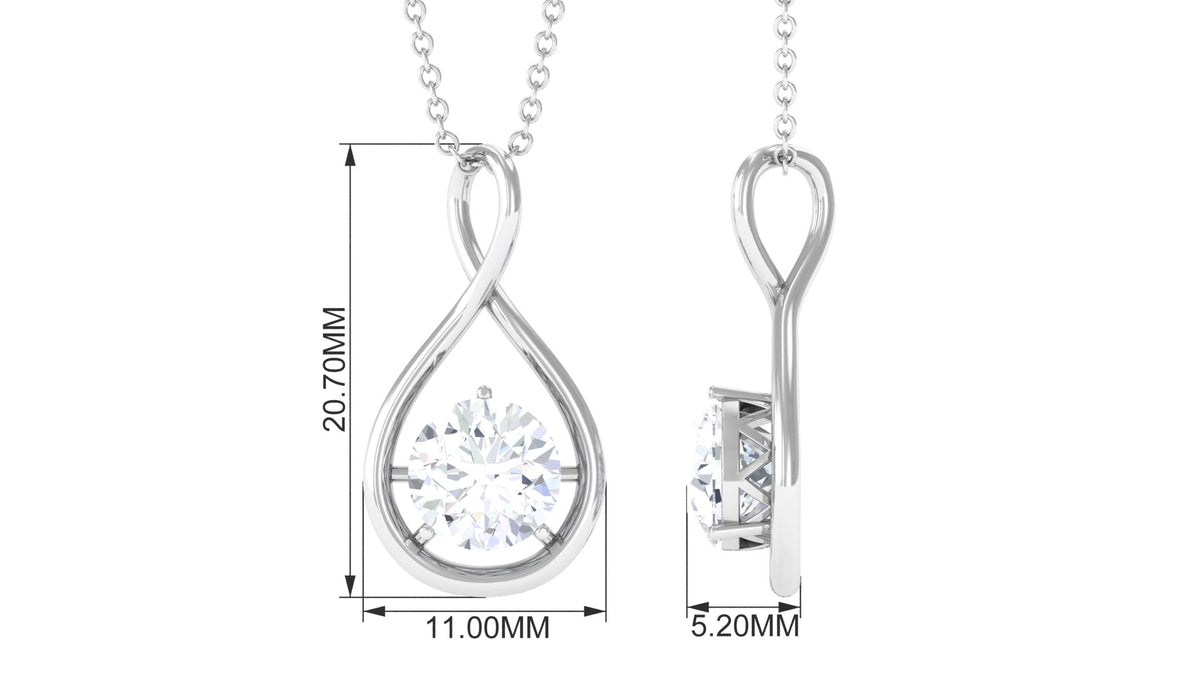 Certified Round Moissanite Solitaire Infinity Pendant
