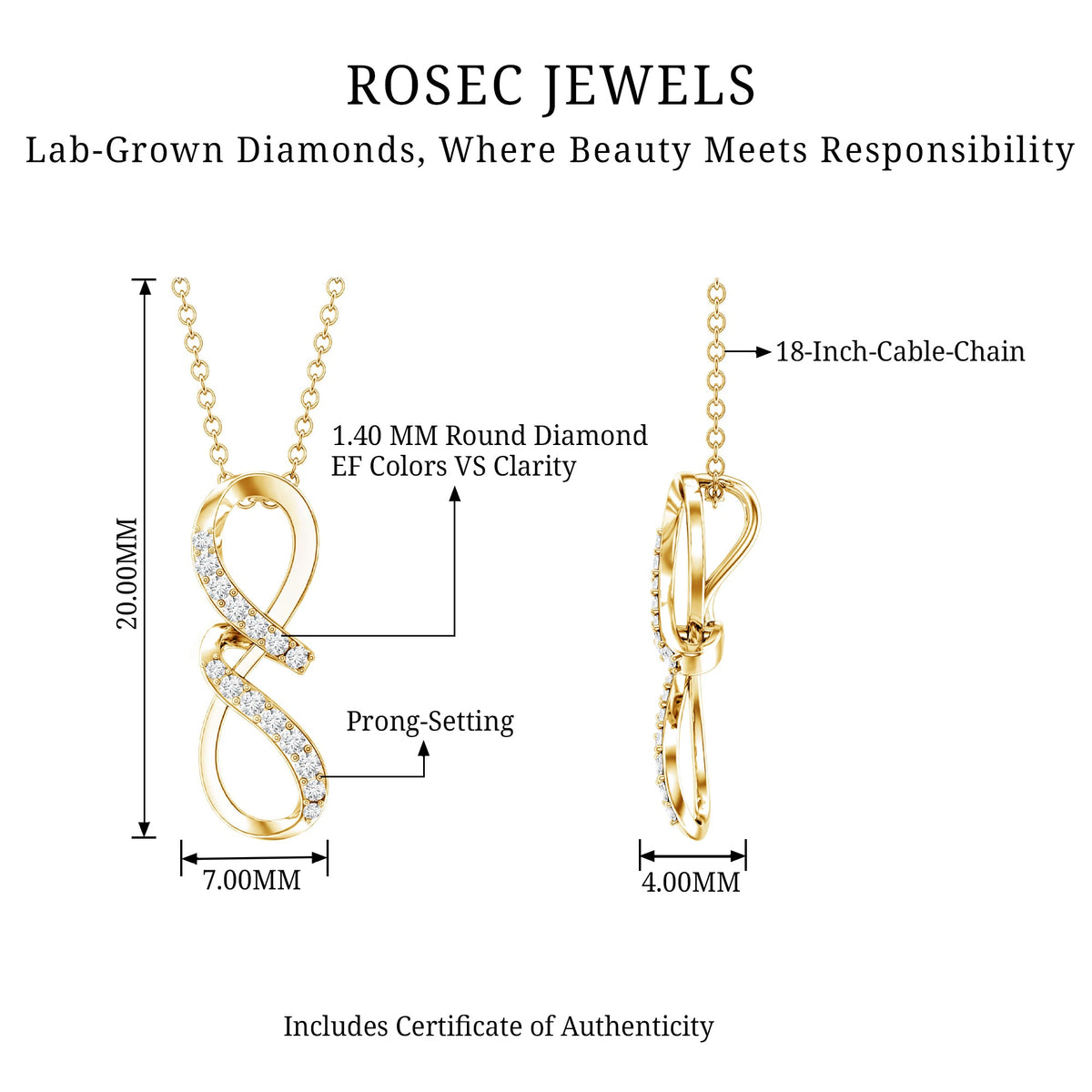 Certified Diamond Twisted Infinity Necklace