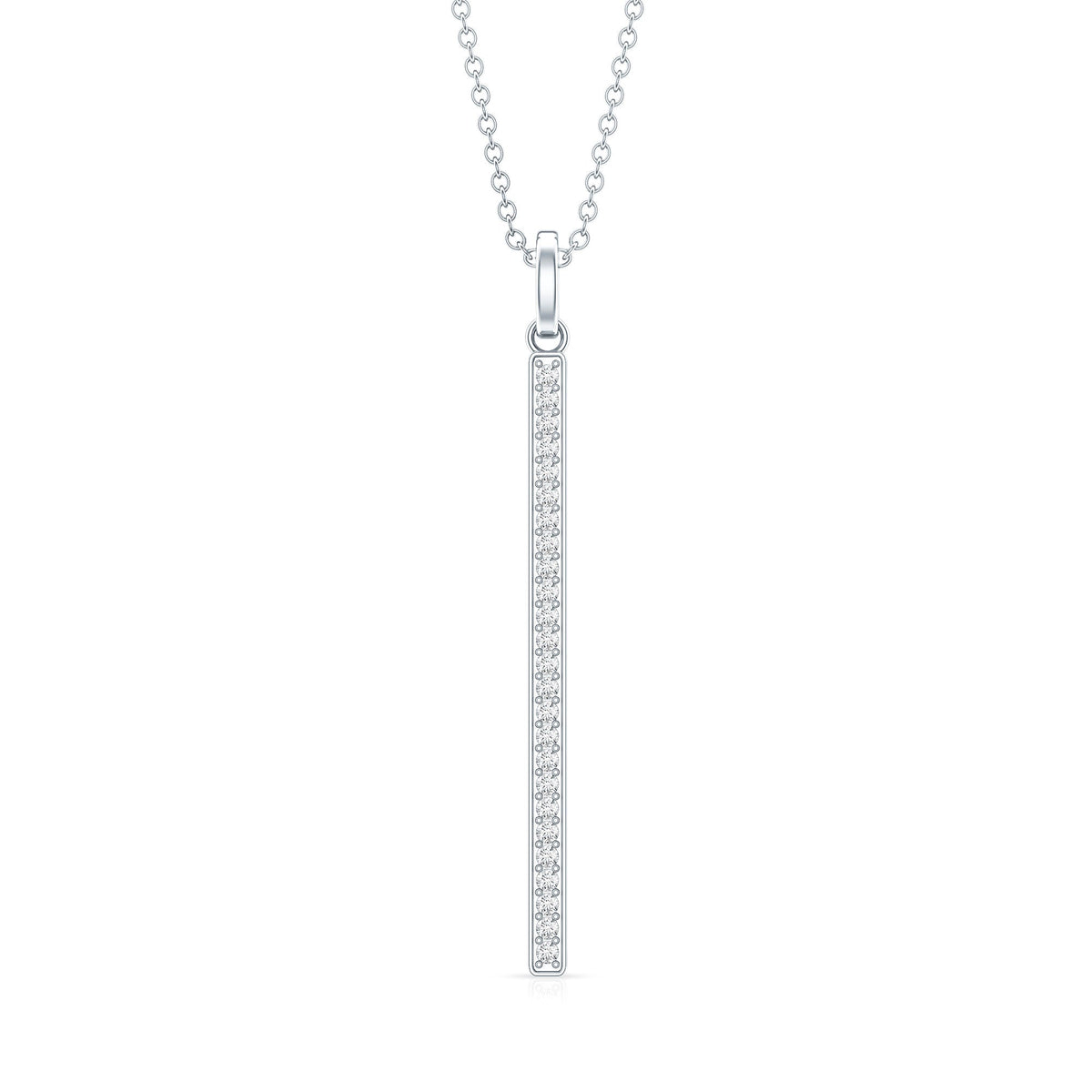 Round Cut Diamond Bar Necklace For Women