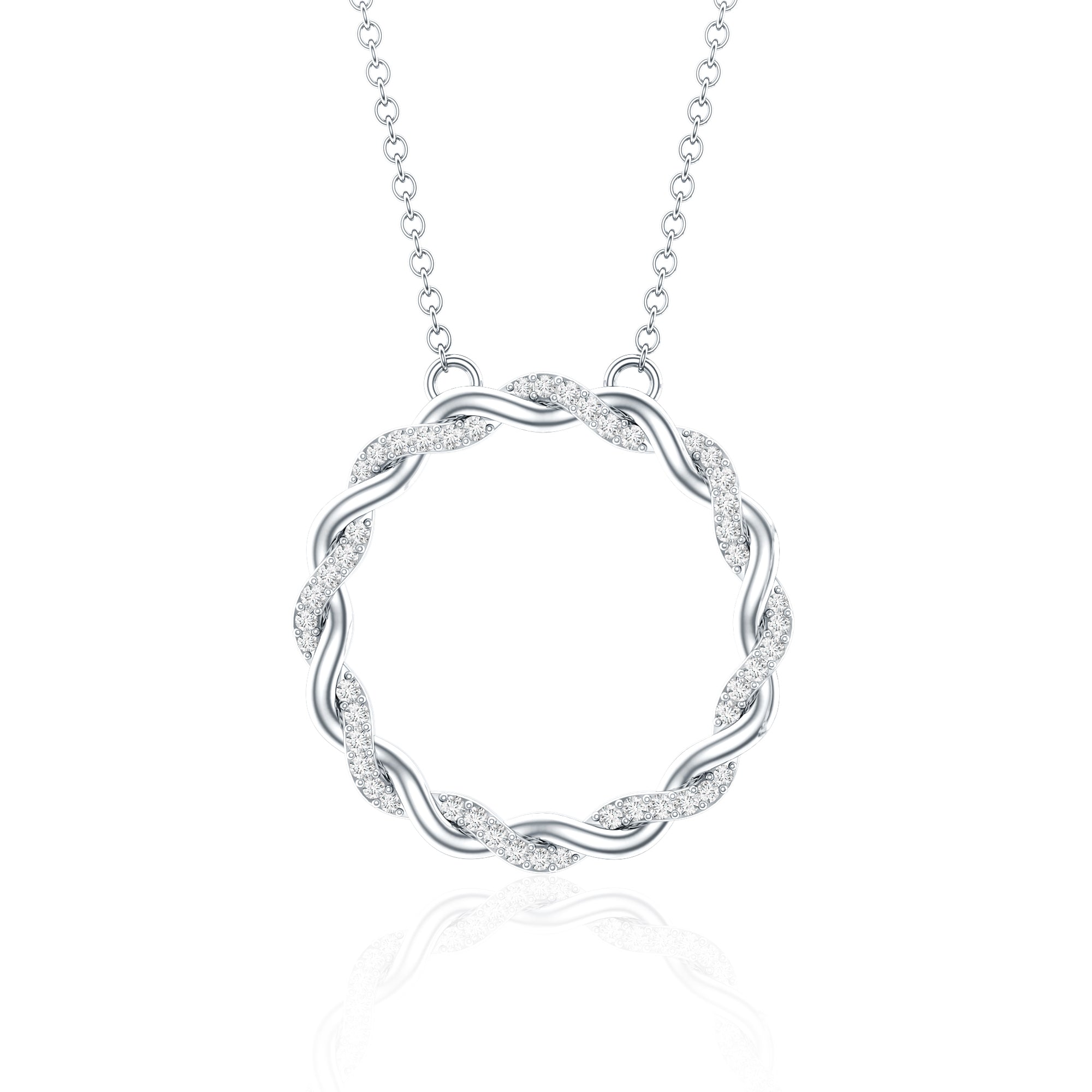 Diamond Twisted Eternity Necklace in Pave Setting