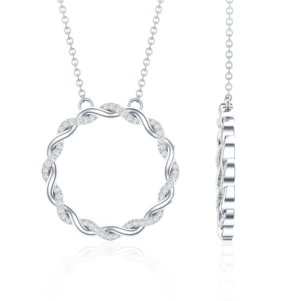 Diamond Twisted Eternity Necklace in Pave Setting