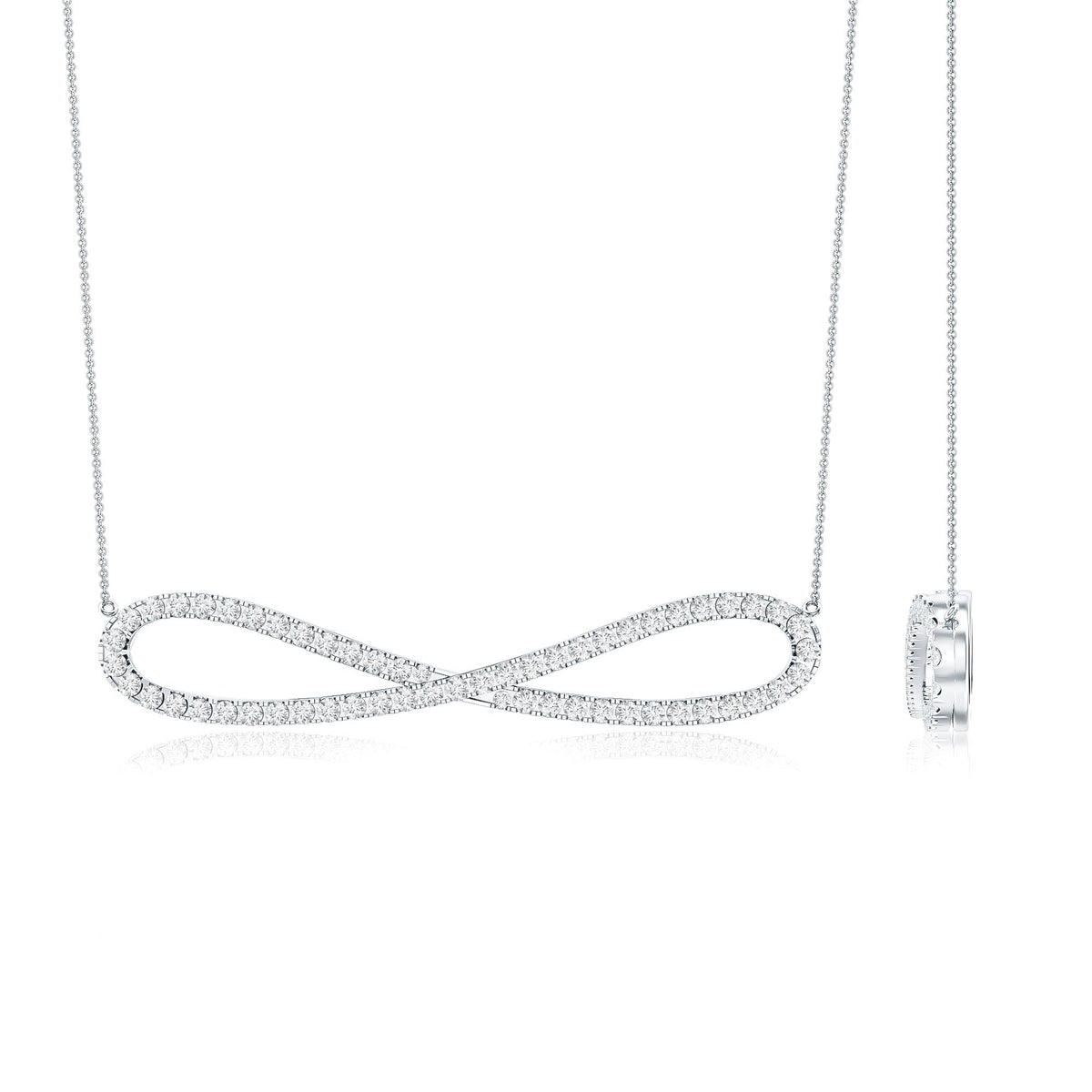 Diamond Sideway Infinity Pendant Necklace