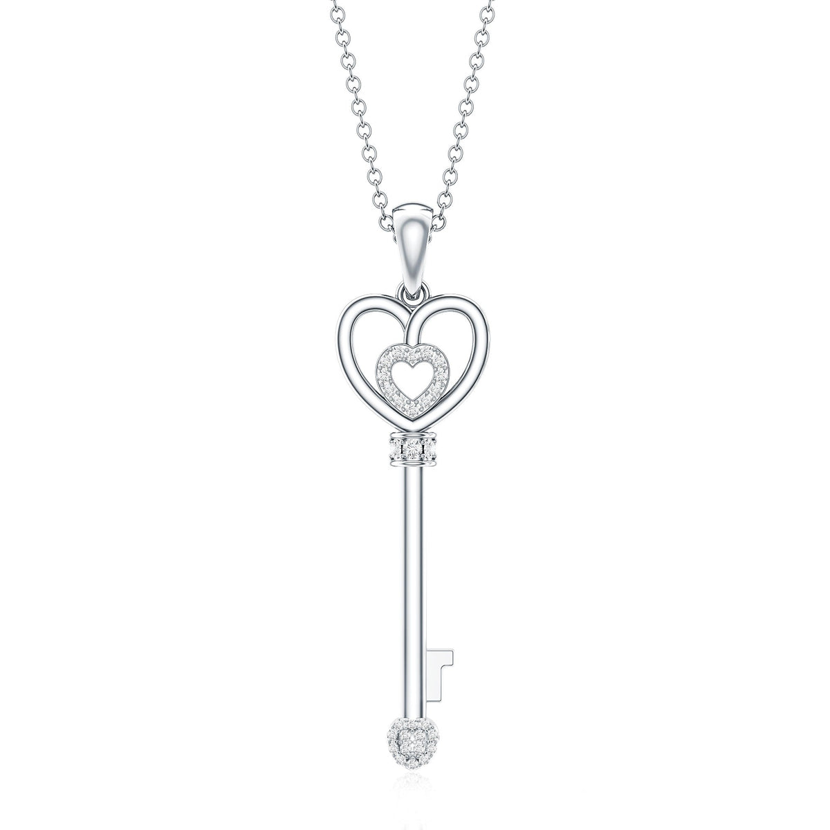 Vintage Style Diamond Key Necklace For Women