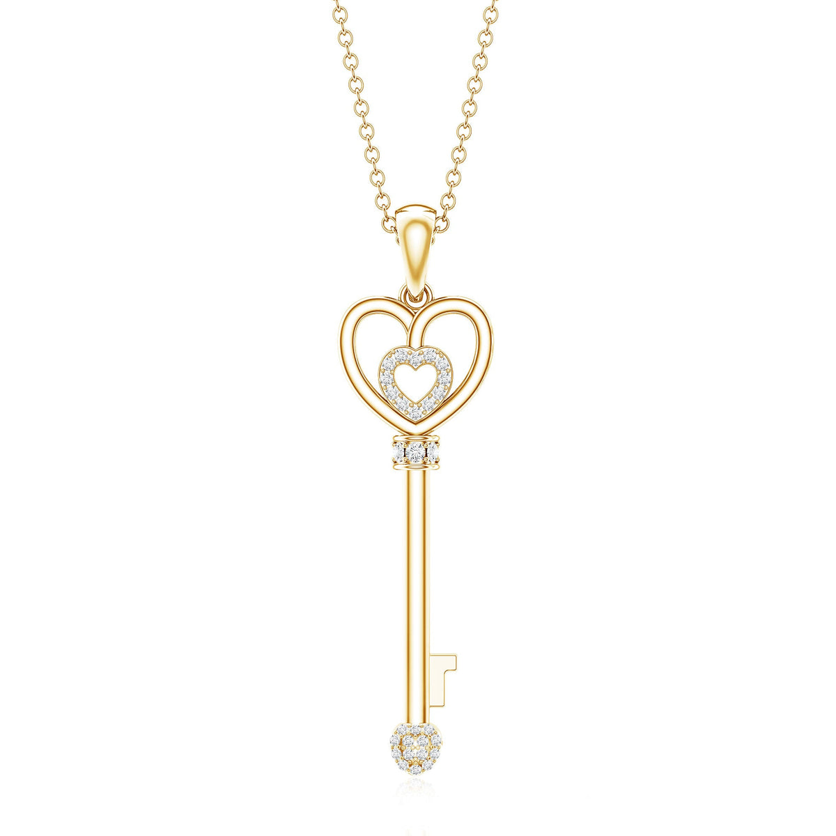 Vintage Style Diamond Key Necklace For Women