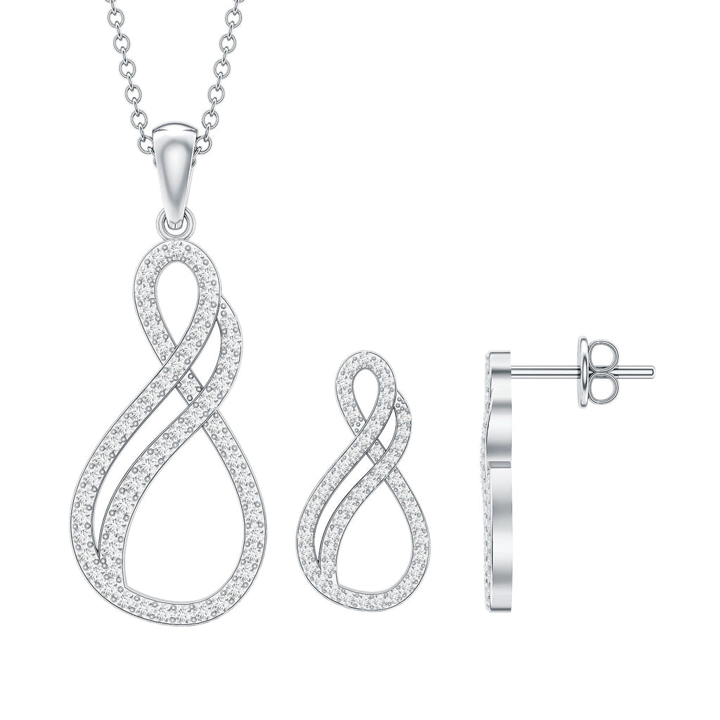 Diamond Infinity Necklace Earrings Set For Women