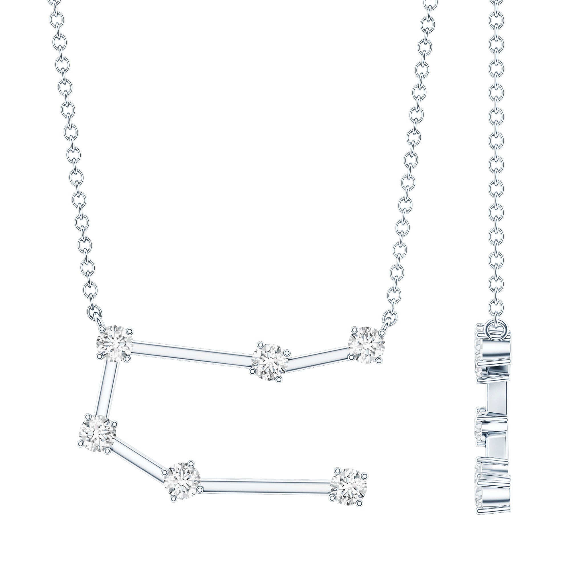 Certified Moissanite Gemini Constellation Necklace