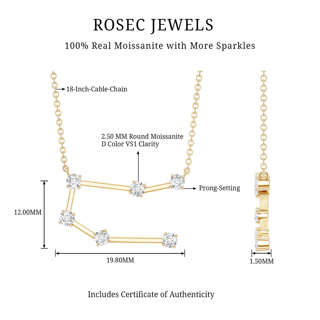 Certified Moissanite Gemini Constellation Necklace