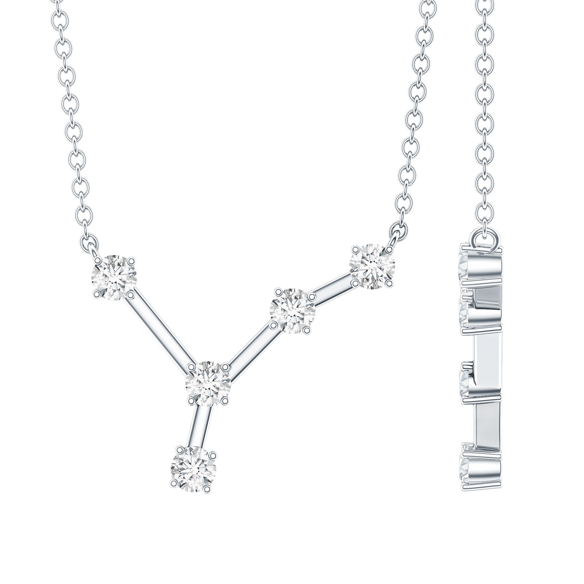 Natural Diamond Zodiac Cancer Constellation Necklace for Women