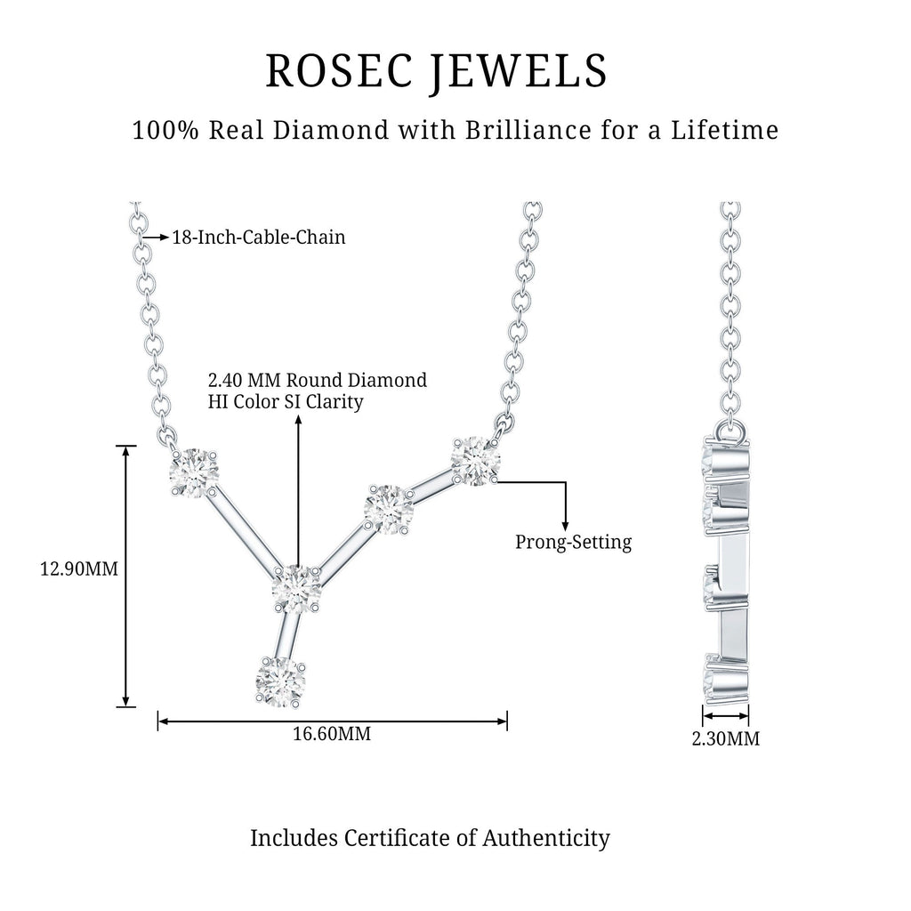 Natural Diamond Zodiac Cancer Constellation Necklace for Women