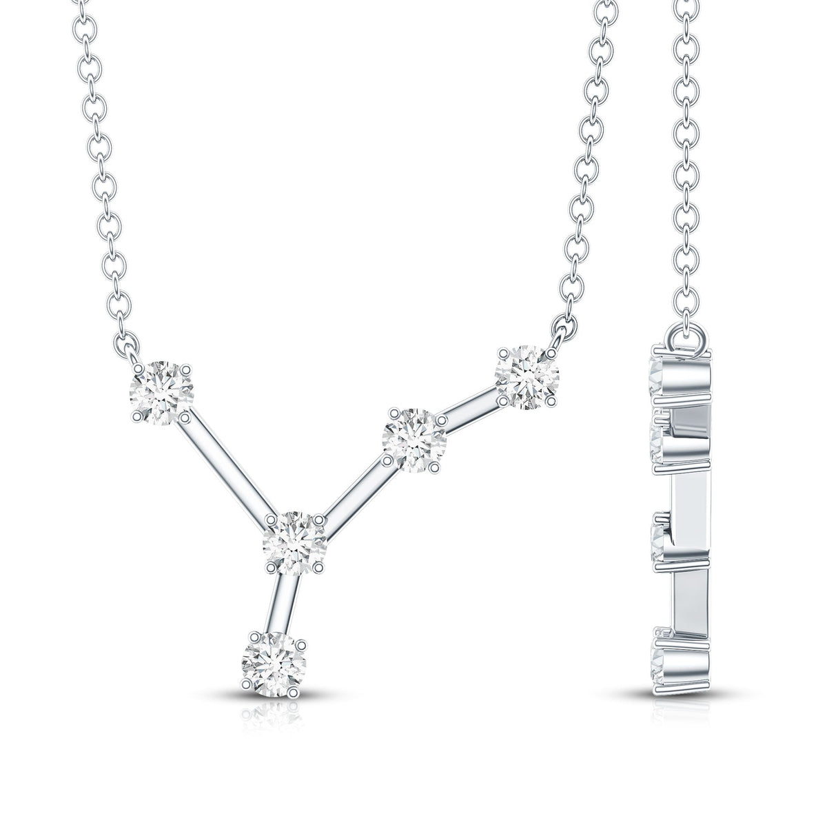 Natural Diamond Zodiac Cancer Constellation Necklace for Women