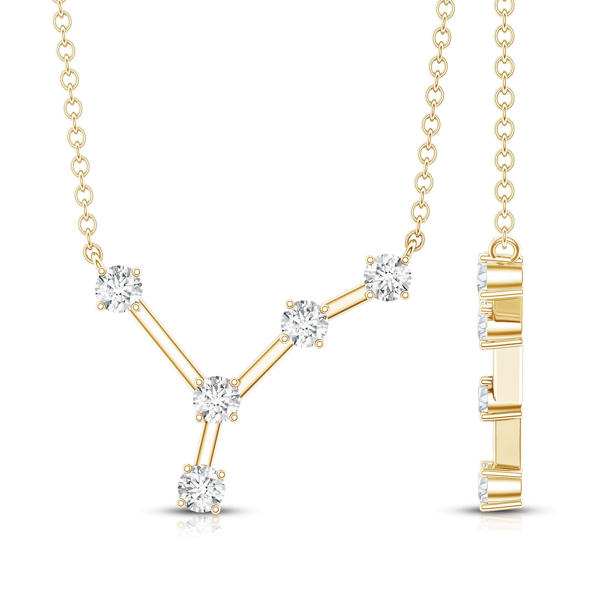 Natural Diamond Zodiac Cancer Constellation Necklace for Women
