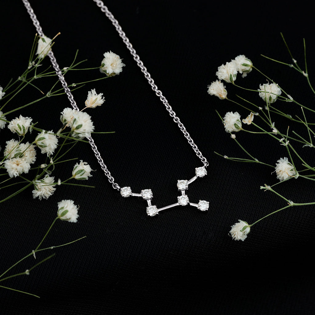 Moissanite Virgo Zodiac Constellation Necklace