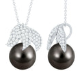 Handpicked 8 Carat Black Pearl and Diamond Necklace with Certificate