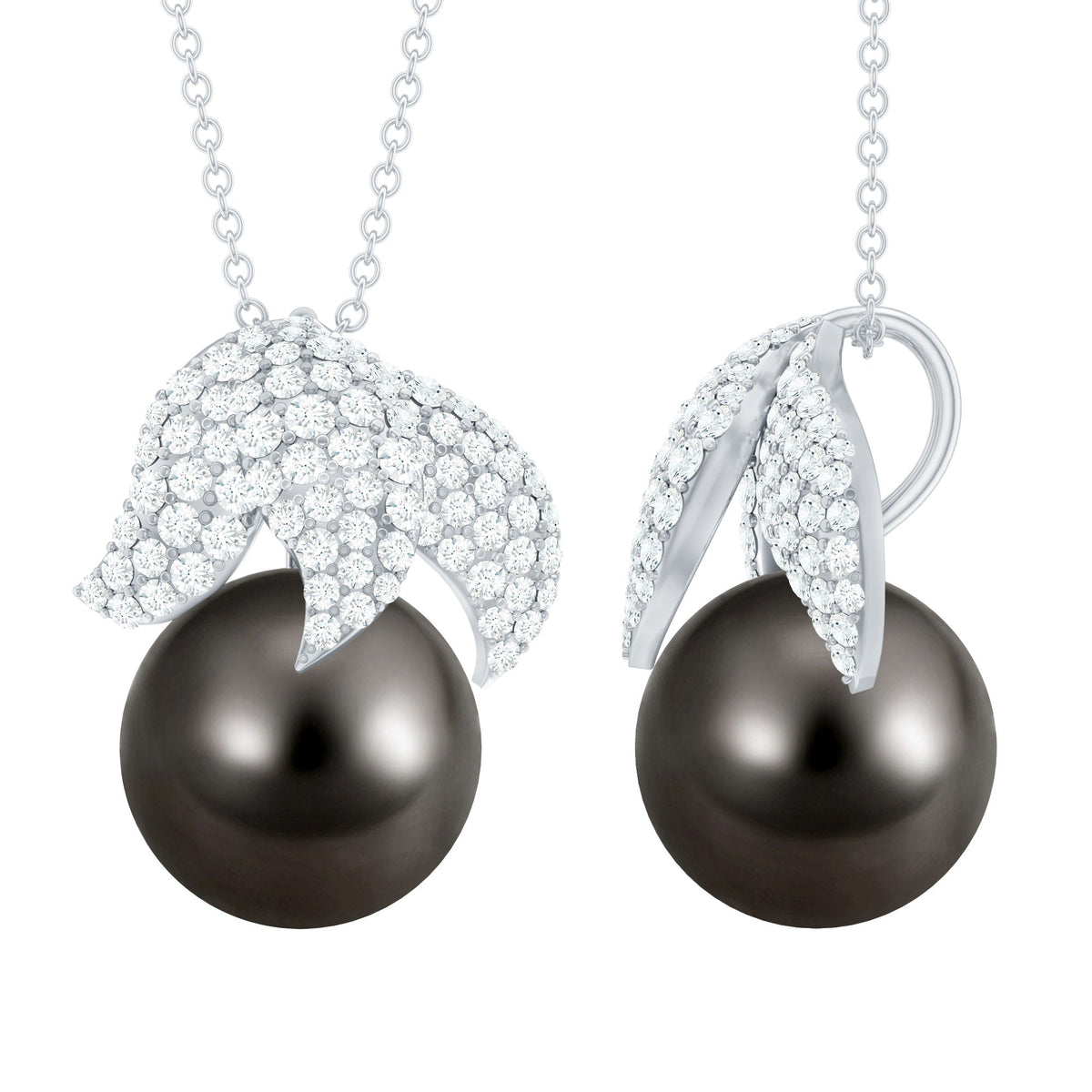 Handpicked 8 Carat Black Pearl and Diamond Necklace with Certificate