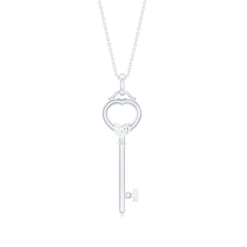 Heart Key Pendant Necklace with Lab Grown Diamond