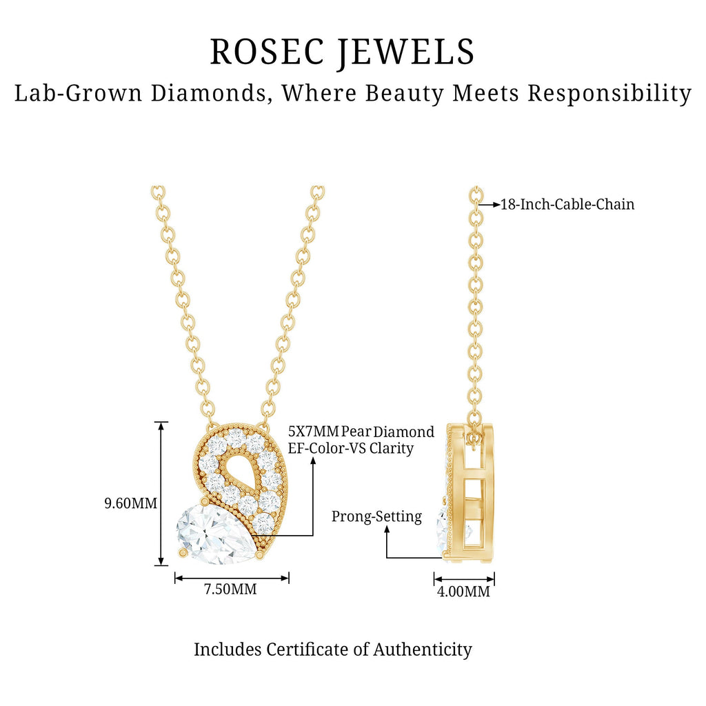 Lab Grown Diamond Pendant Necklace with Beaded Details