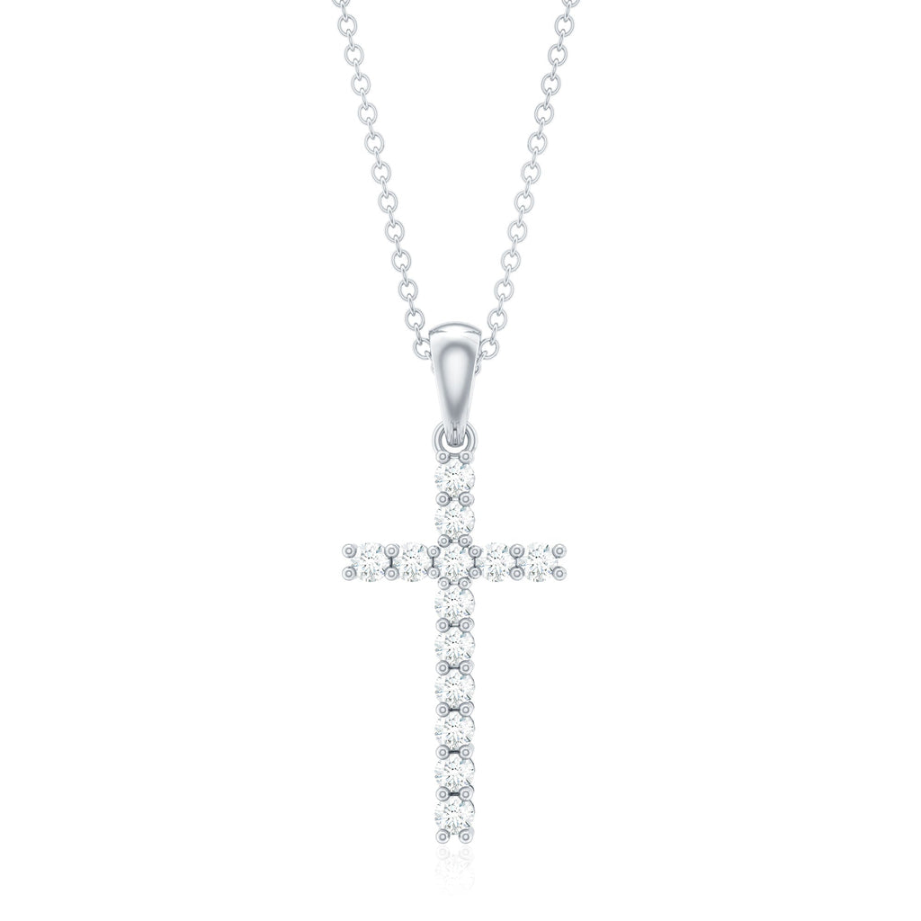 Natural Diamond Cross Pendant Necklace for Women