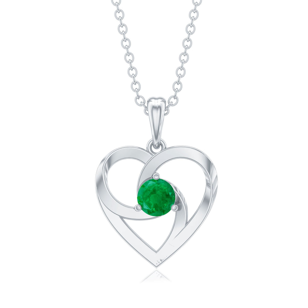 Natural Half Carat Emerald Heart Pendant Necklace for Women
