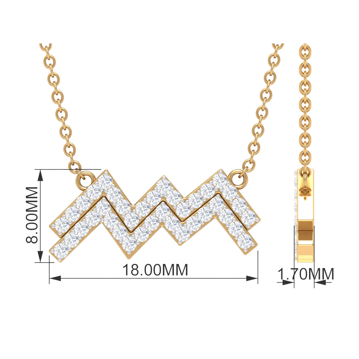 Certified Lab Grown Diamond Zodiac Aquarius Sign Necklace
