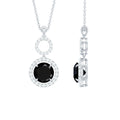 Lab Created Black Diamond Drop & Dangle Necklace with White Diamond