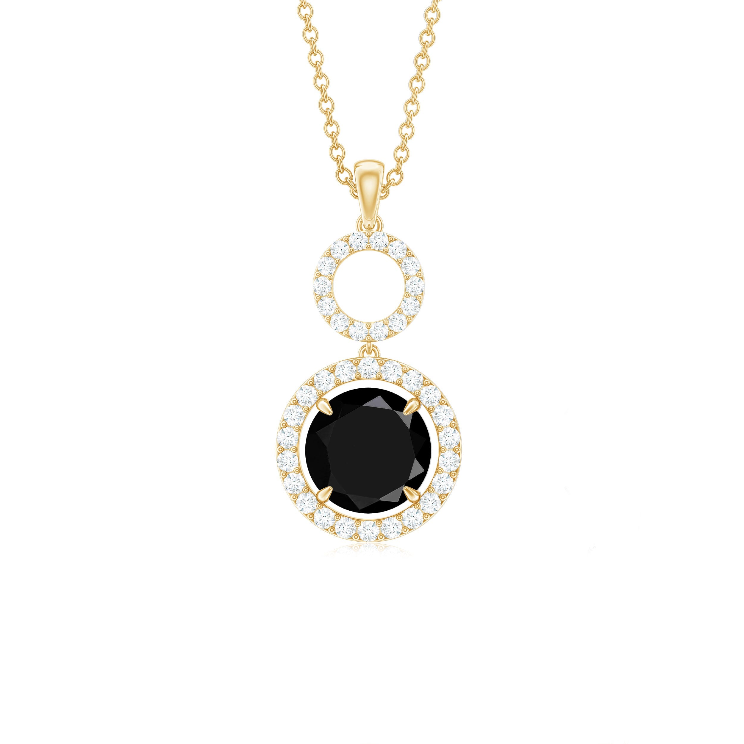 Lab Created Black Diamond Drop & Dangle Necklace with White Diamond