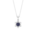 Real Blue Sapphire Flower Pendant Necklace