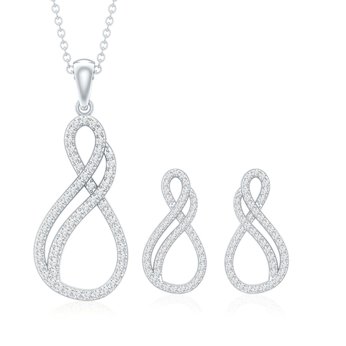 Diamond Infinity Necklace Earrings Set For Women