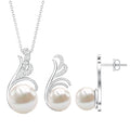 Freshwater Pearl and Diamond Designer Jewelry Set