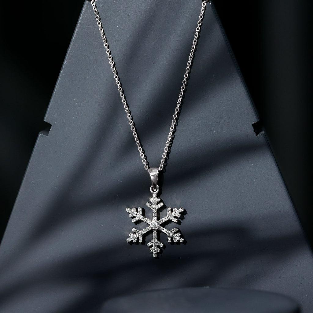 Genuine Diamond Snowflake Pendant for Women
