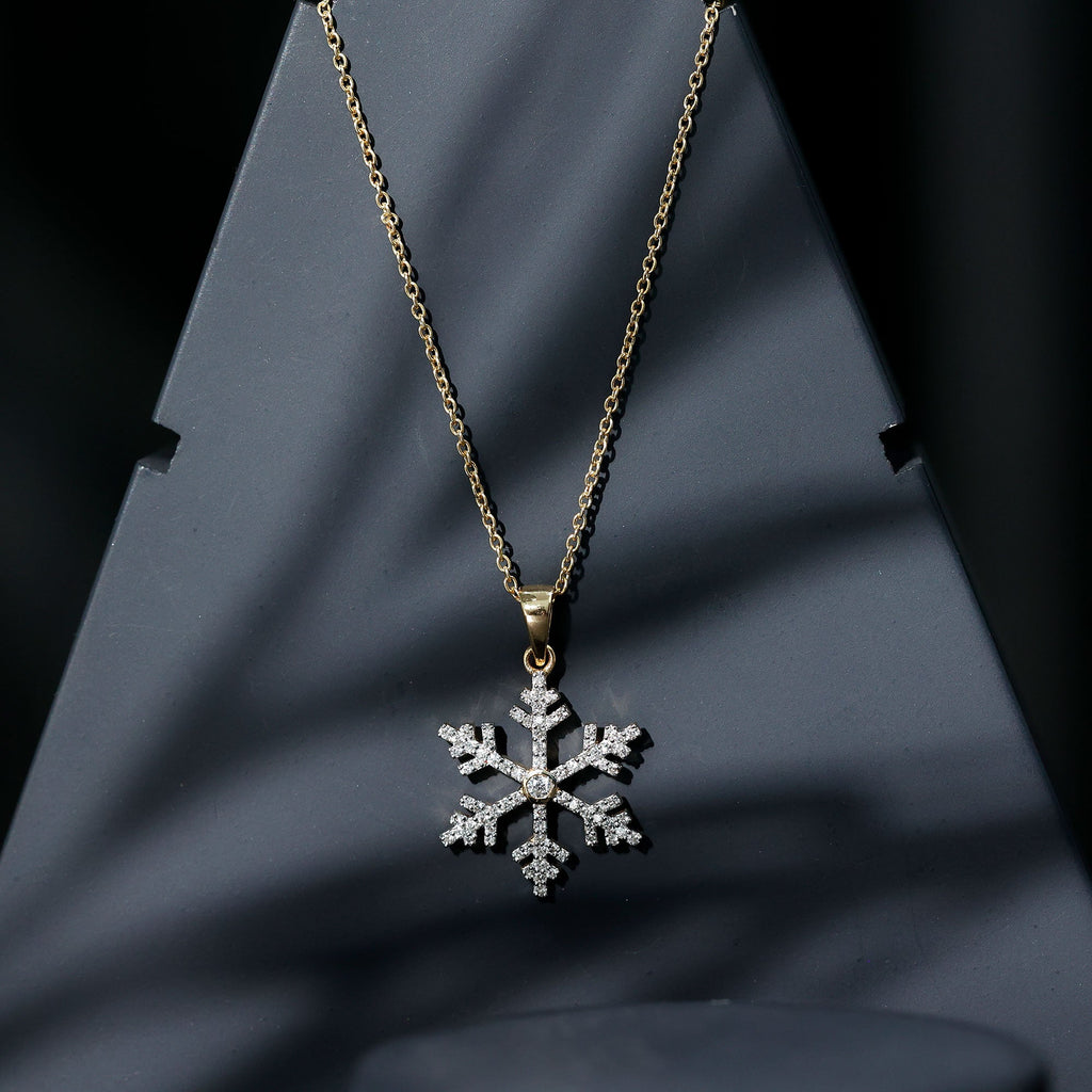 Genuine Diamond Snowflake Pendant for Women