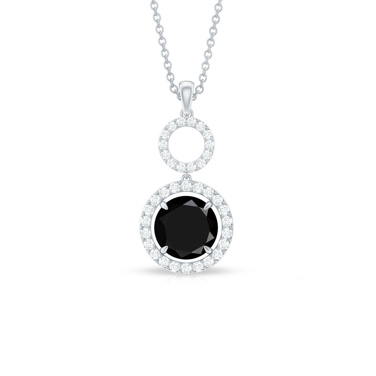 Classic 2 Carat Black Onyx Diamond Drop Necklace