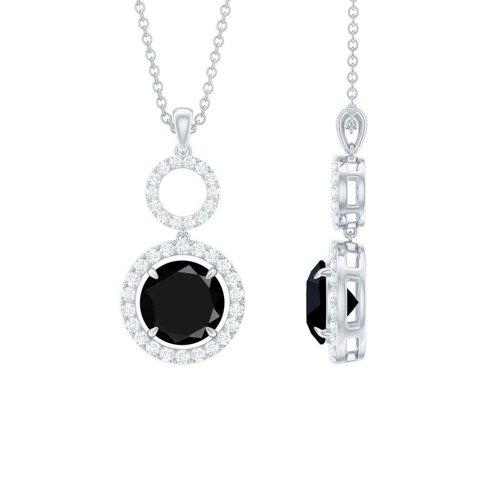 Real 2.6 Carat Black Spinel Drop Pendant Necklace with Diamond