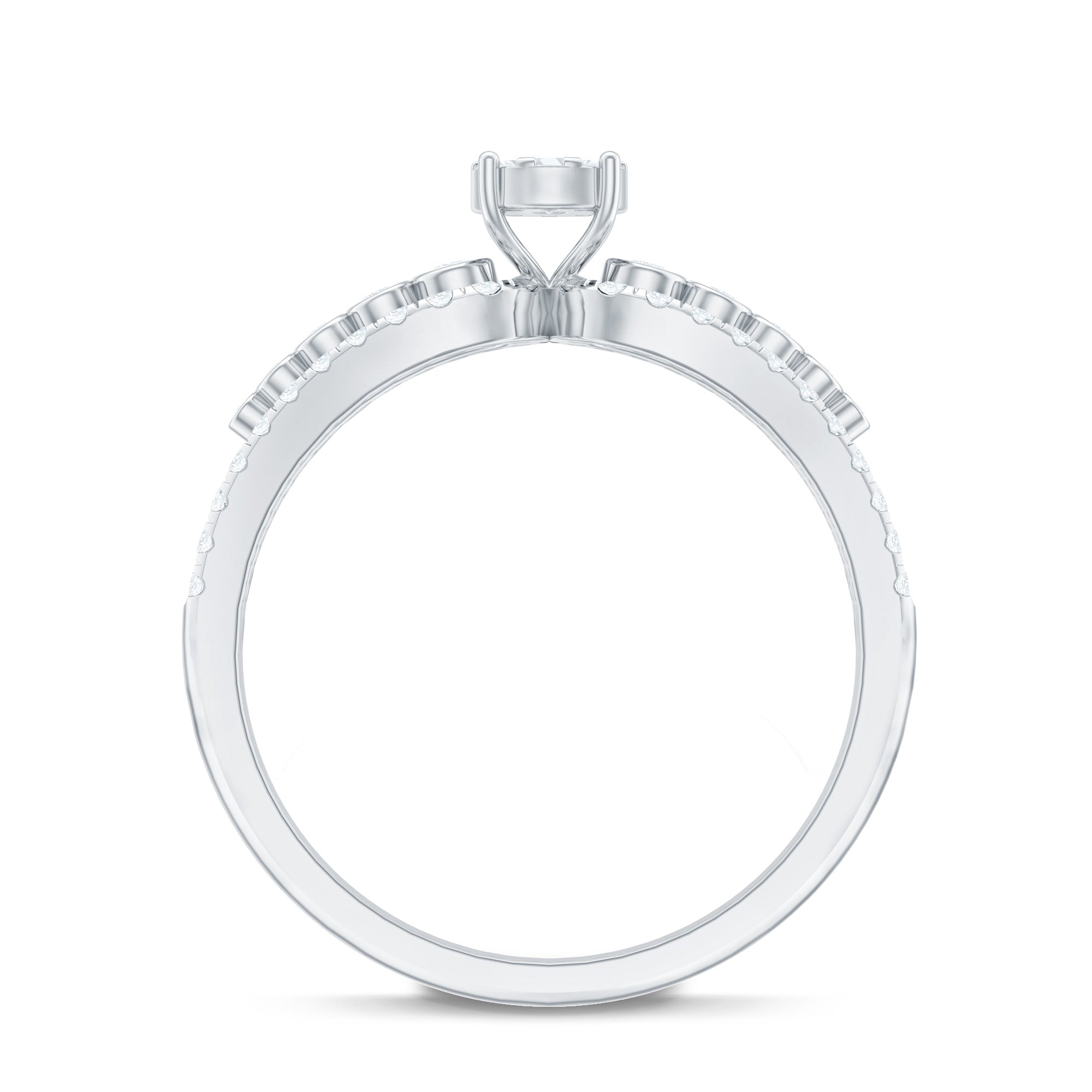 Diamond Designer Engagement Ring with Side Stones
