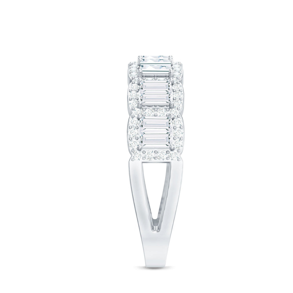 Designer Baguette Moissanite Half Eternity Band Ring