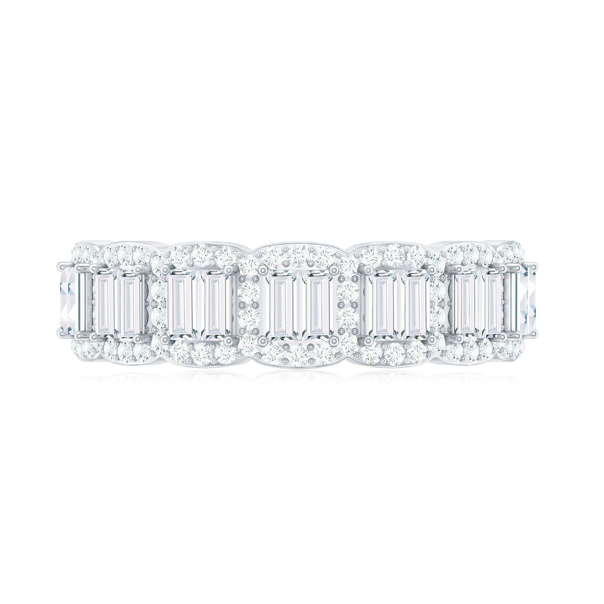 Designer Baguette Moissanite Half Eternity Band Ring