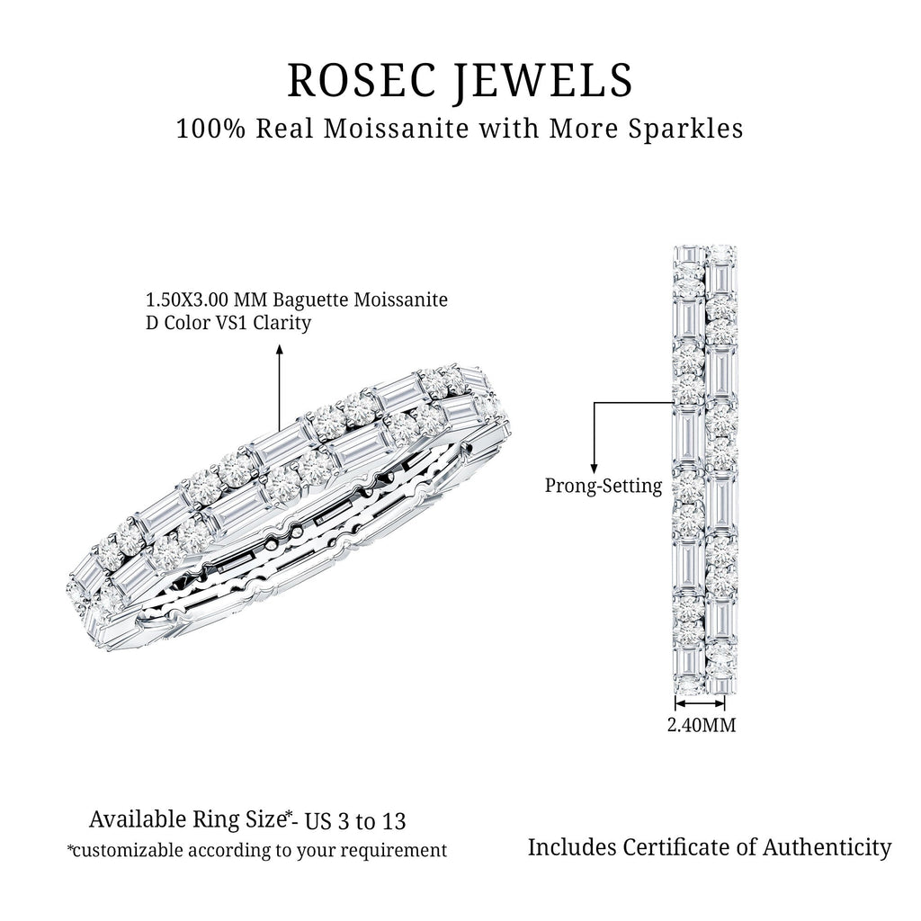 Double Row Moissanite Stackable Eternity Band Ring