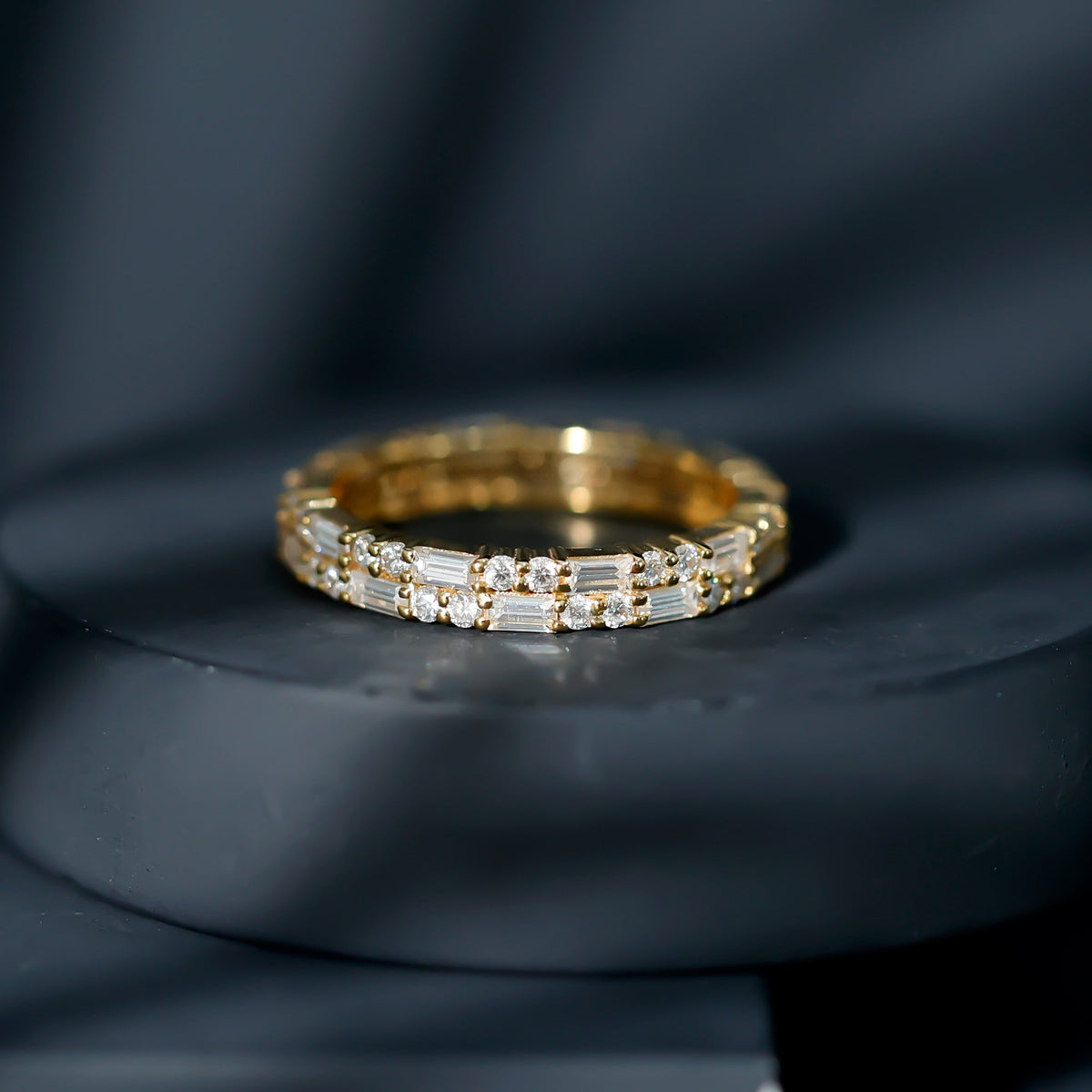 Double Row Moissanite Stackable Eternity Band Ring
