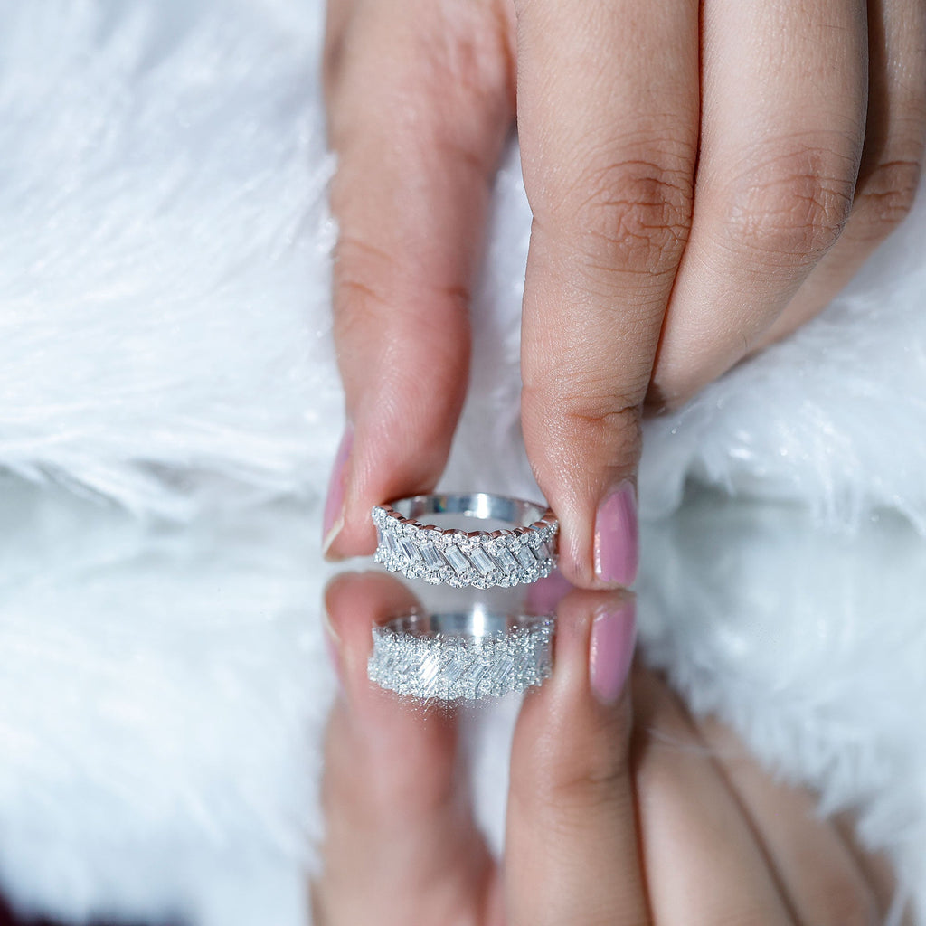Certified Moissanite Braided Half Eternity Band Ring