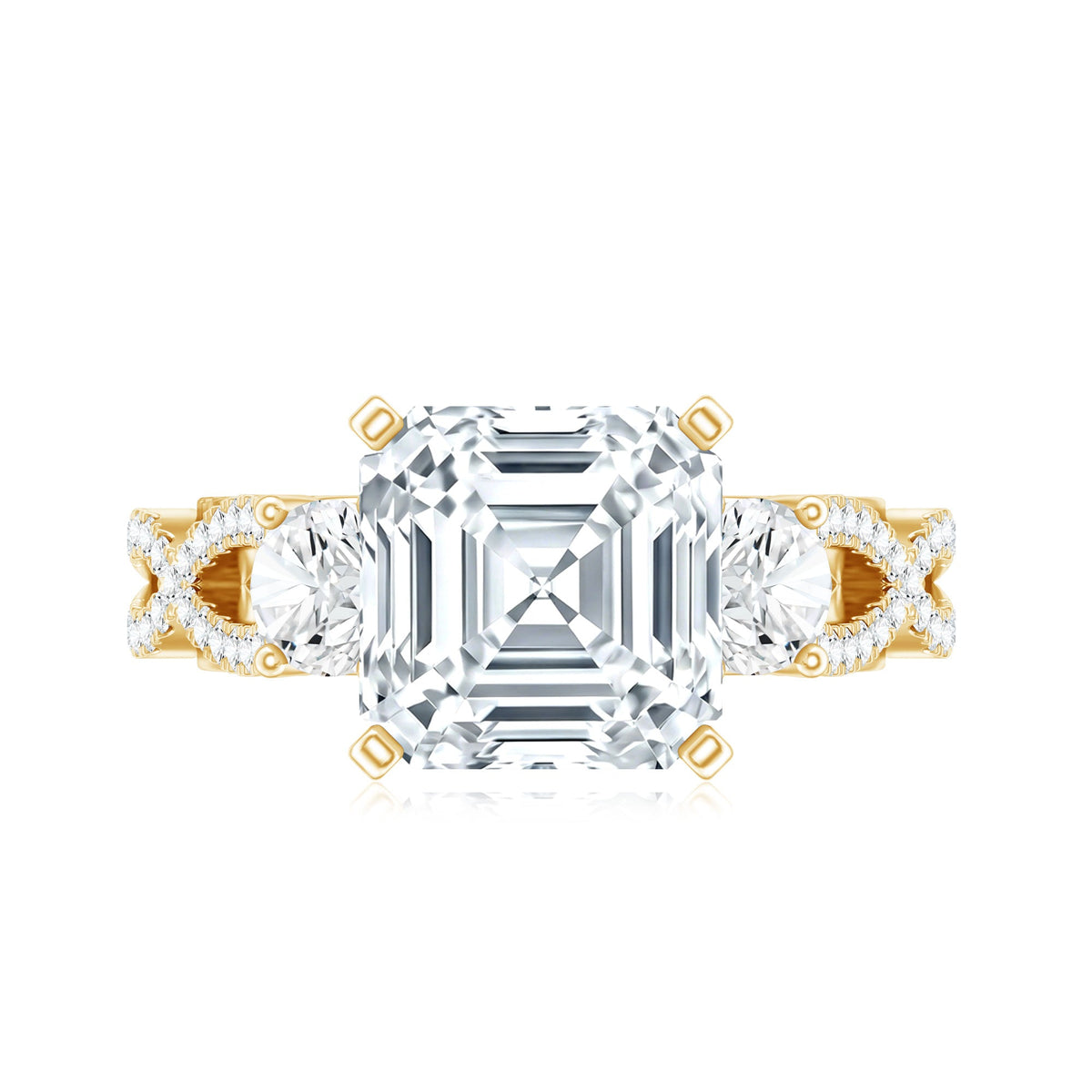 Asscher Cut Certified Moissanite Vintage Looking Engagement Ring